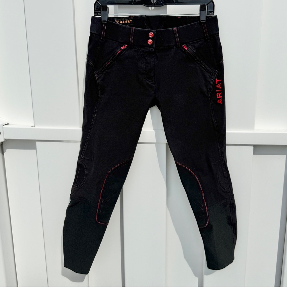 ARIAT PRIX Riding Breeches Equestrian Pants Black Red Women’s 28